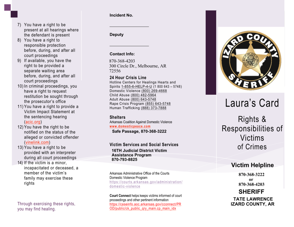 Laura's Card Brochure Page 1
